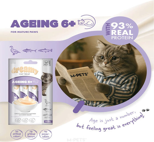 M-pets Cat Cream Duck Salmon Ageing 6+ 4x15gr