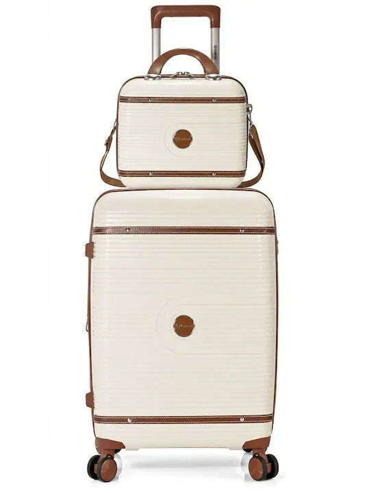 Benzi Hard Beige Travel Suitcases Set of 2 Pieces