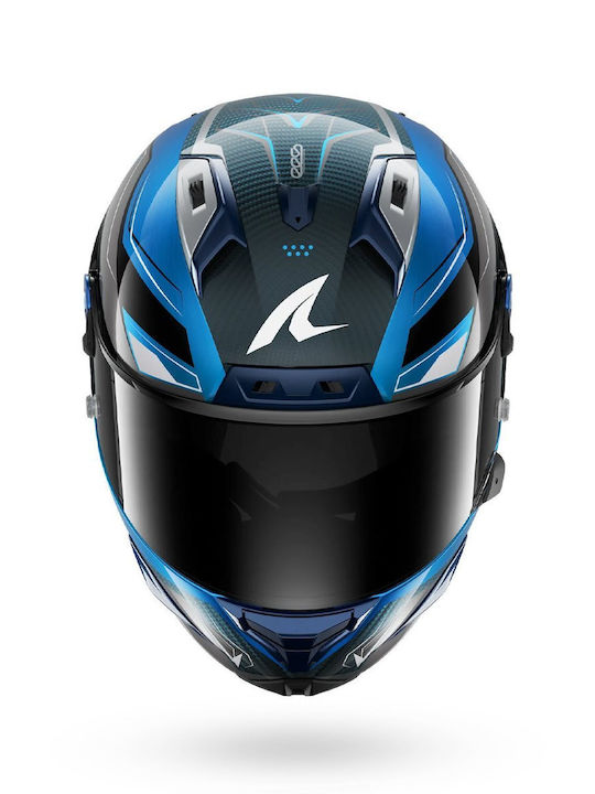 Shark Aeron Mekarium Carbon/Albastru/Argintiu Cască Moto Full Face ECE 22.06 1440gr cu Pinlock