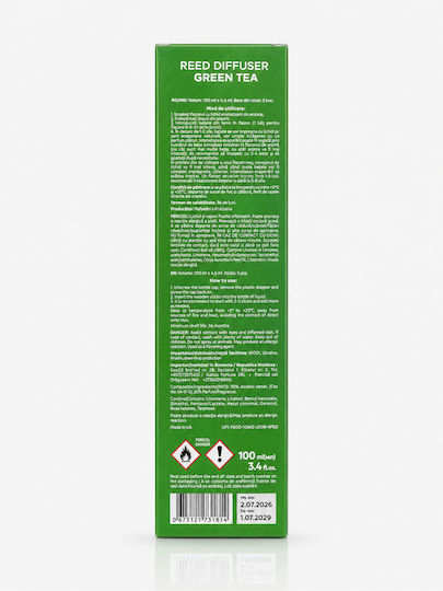 Premium Green Tea Reed Diffuser 100 Ml 5 Rattan Reeds