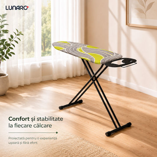 Lunaro Vera-bk Zusammenklappbares Bügelbrett für Bügelstation Offene Länge 120cm Offene Breite 38cm