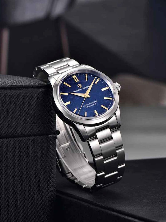Pagani Design Ceas Bărbătesc 40mm Cu Baterie Și Brățară Din Oțel Albastru