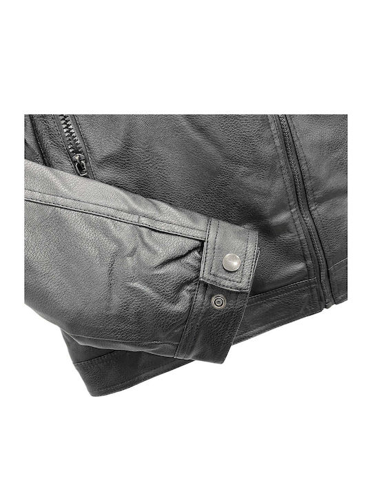 Synthetisches Leder Herren Jacken Schwarz
