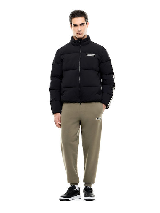 Geacă Puffer Waterproof și cu Protecție Împotriva Vântului Ecru-Negru