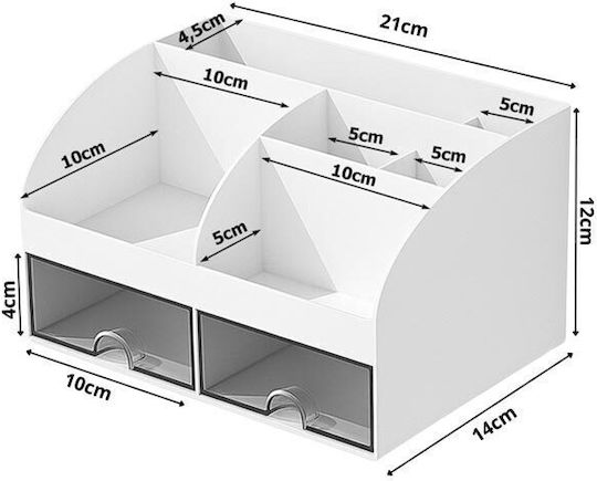 Sertar de Birou din Plastic 14x12x21cm Alb