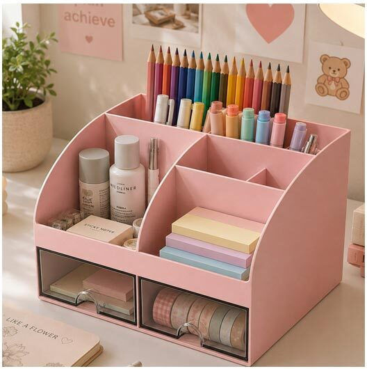 Kunststoff Schreibtischschublade 14x12x21cm Rosa
