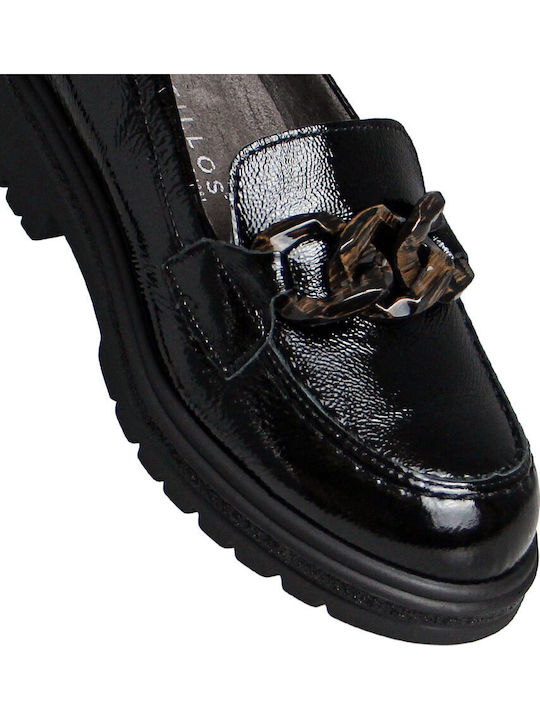 Leder Damen Mokassins in Schwarz Farbe