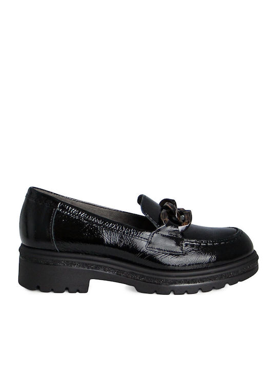 Leder Damen Mokassins in Schwarz Farbe