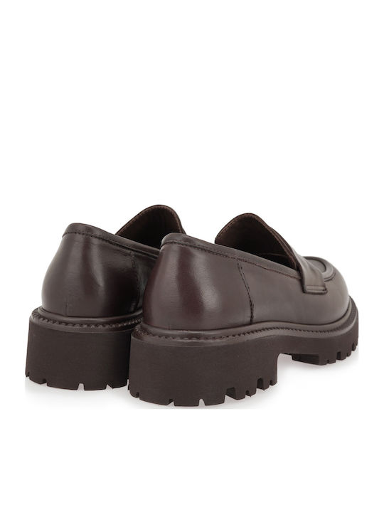Leather Women's Loafers In Brown Colour