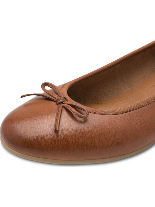 Leder Damen Ballerinas Spitz zulaufend Braun