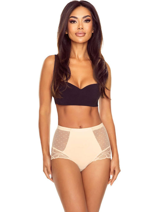 High Waist Women's Briefs With Beige Lace