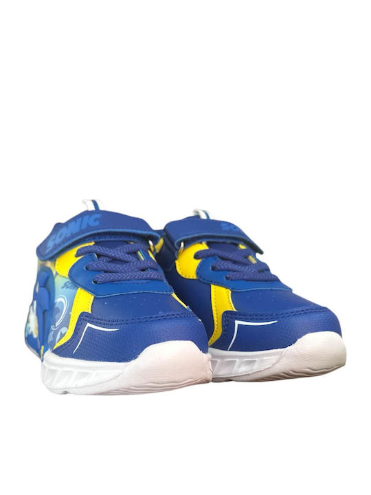 Kids Sneakers with Hoop & Loop Closure and Blue Lights