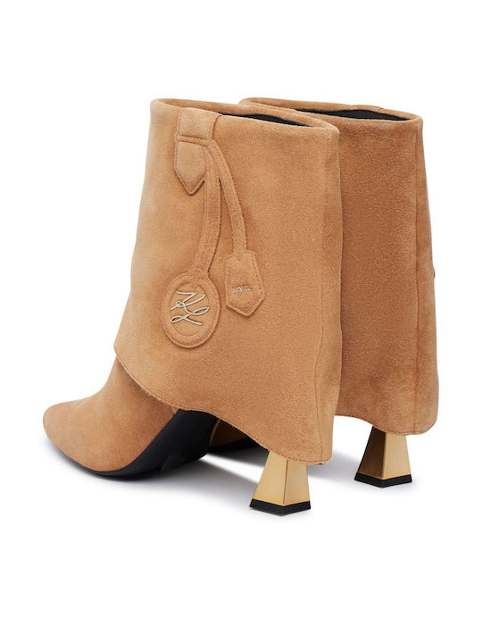 Suede Women's Ankle Boots Beige