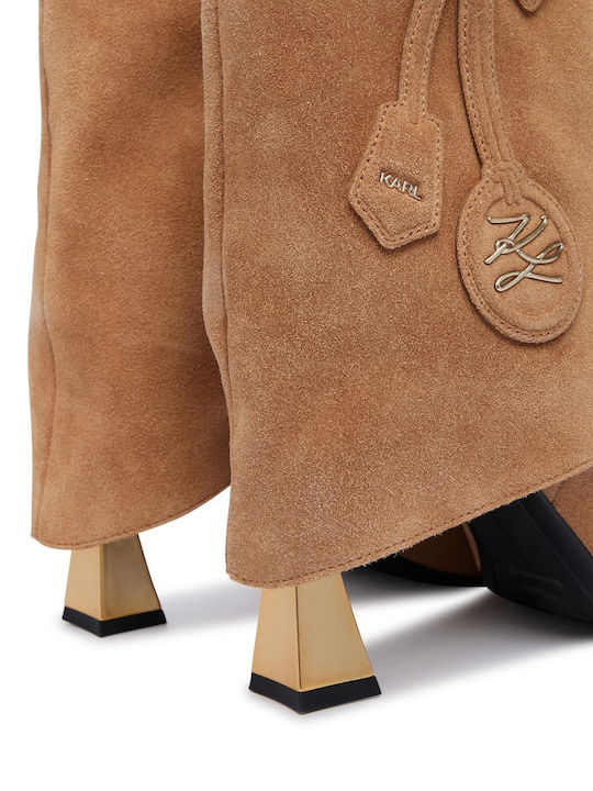 Suede Women's Ankle Boots Beige