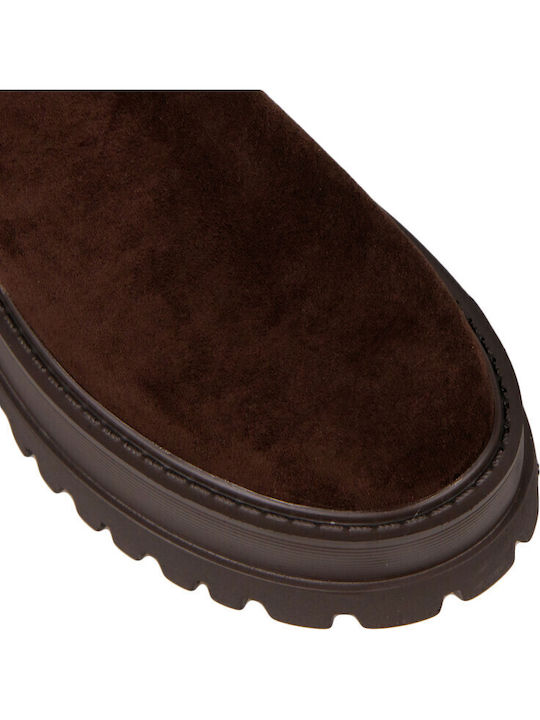 Suede Women's Chelsea Ankle Boots Brown