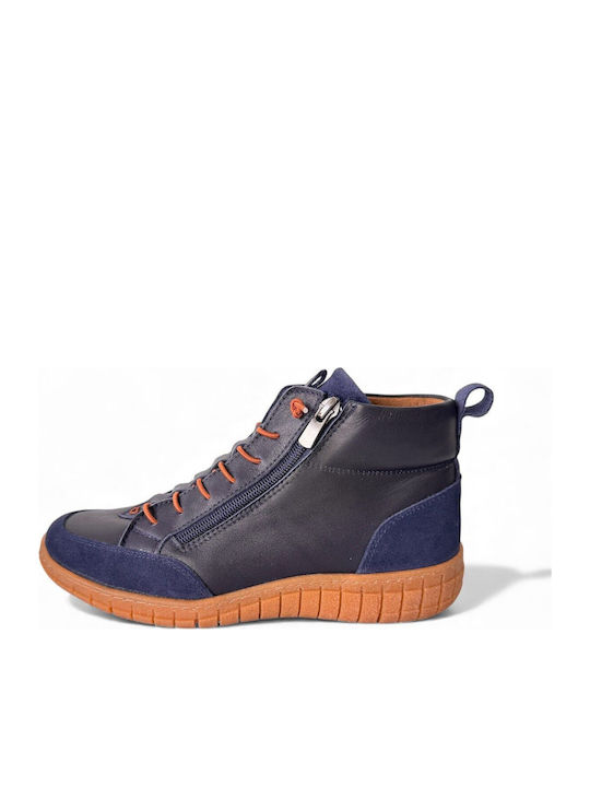 Leder Damen Stiefeletten Blau