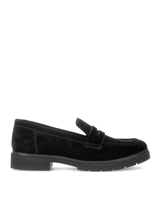Leather Loafer Heels Black