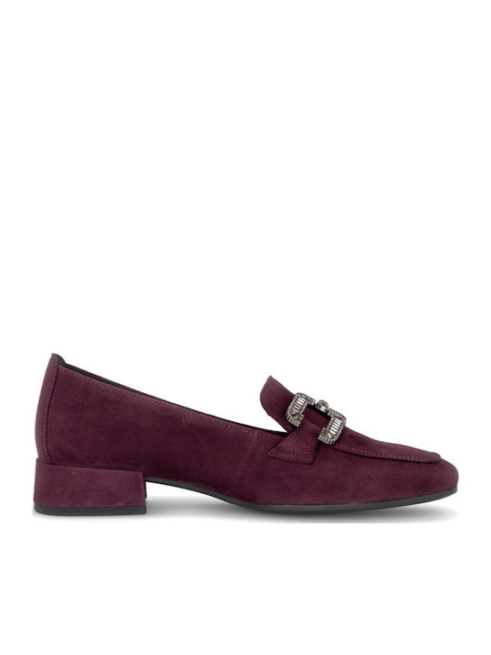 Leather Loafer Heels Burgundy