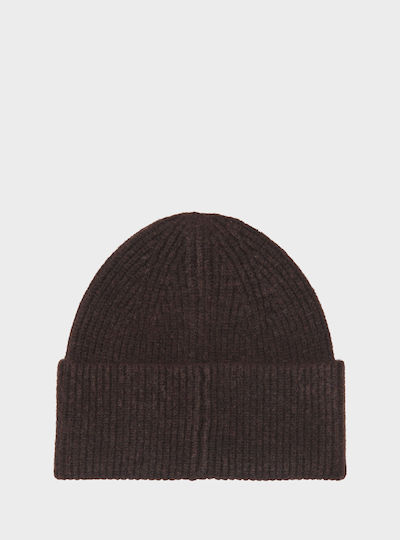 Beanie Γυναικείος Σκούφος με Rib Πλέξη σε Καφέ χρώμα