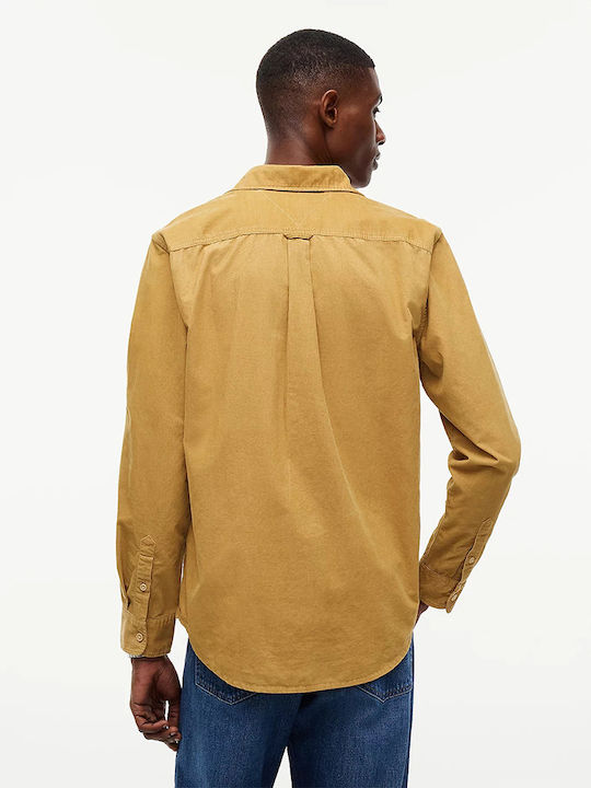 Long Sleeve Corduroy Shirt In Regular Fit Beige