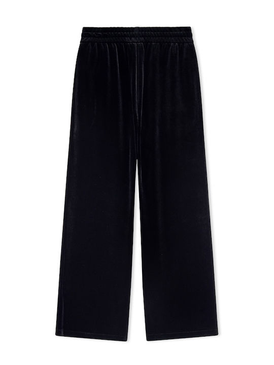 Armani Exchange Pantaloni Dama Catifea Cu Cauciuc În Fit Regular Negru