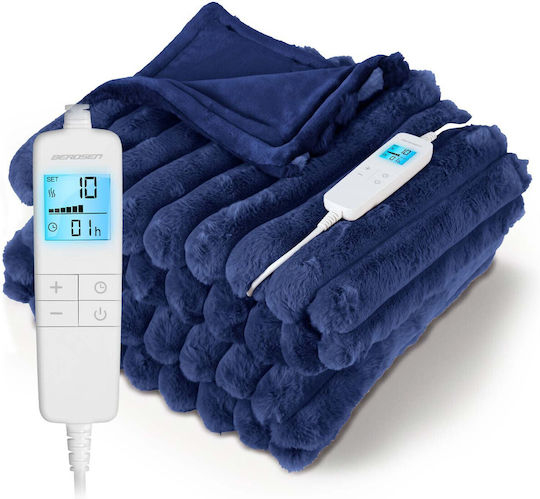 Berdsen Double Electric Blanket Washable with Timer Blue 160W 160x180cm