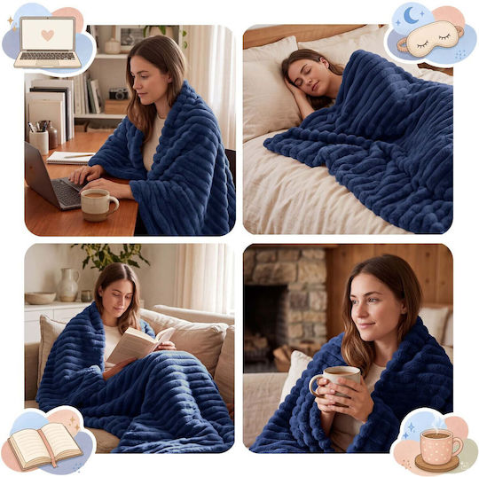 Berdsen Double Electric Blanket Washable with Timer Blue 160W 160x180cm