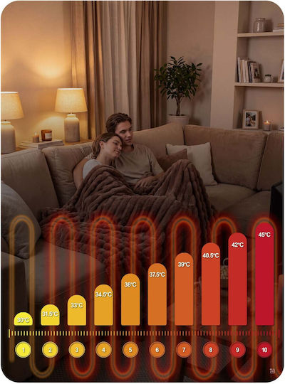 Berdsen Pătură Electrică Dublă Lavabilă cu Temporizator Maro 160W 160x180cm