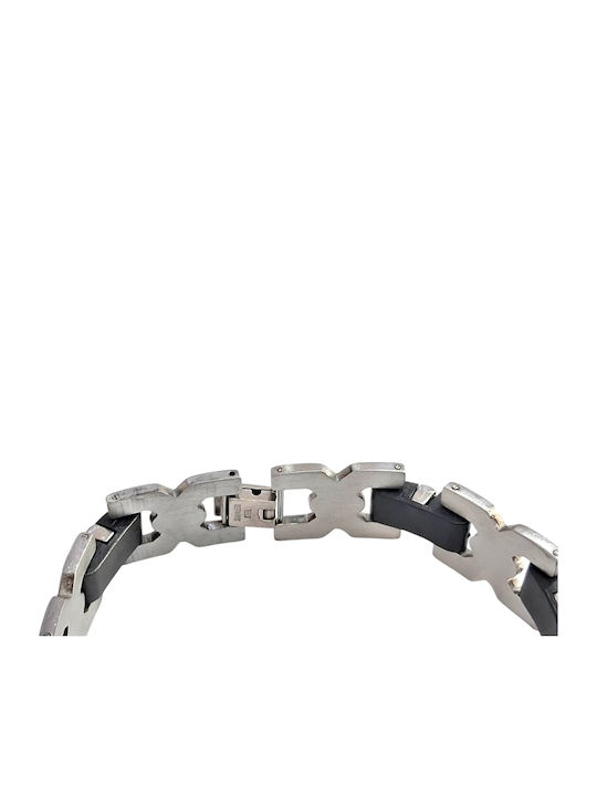 Kalliopi Silver Ανδρικό Βραχιόλι με σχέδιο Σταυρό από Ατσάλι 22cm