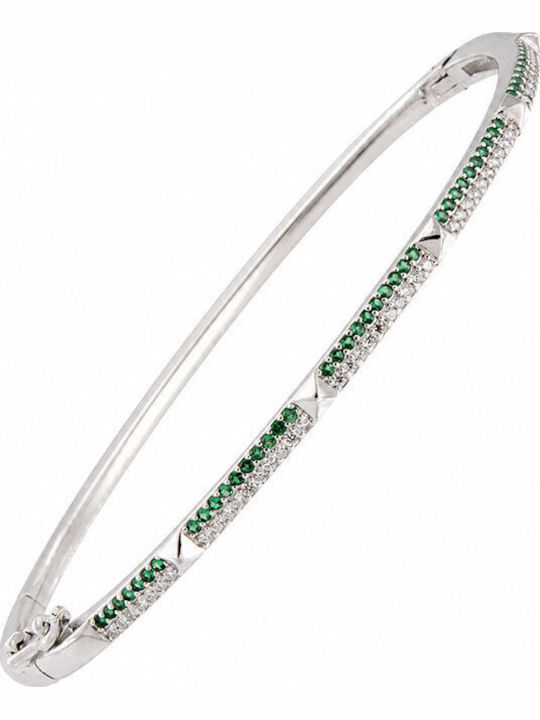Ios Women's Silver Handcuff Bracelet with Zircon 18cm