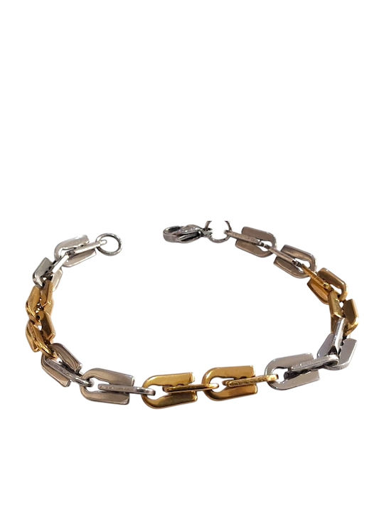 Kalliopi Silver Ανδρικό Βραχιόλι από Ατσάλι Επιχρυσωμένο 22cm