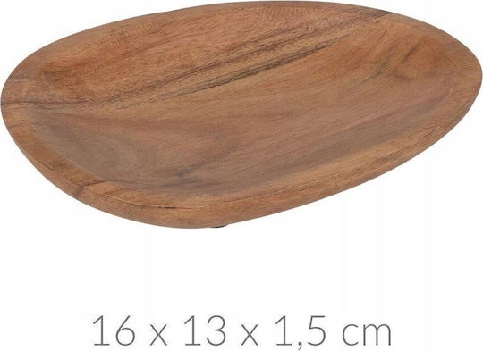 Home&Styling Collection Wooden Brown Dessert Plate with Diameter 16cm
