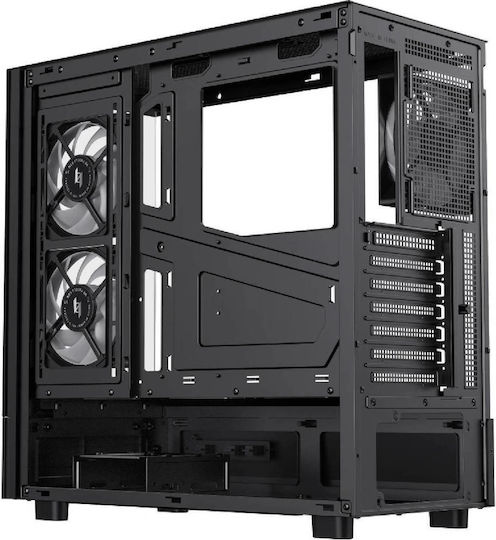 GameMax NEX C51 BK Gaming Midi-Turm Computergehäuse mit Seitenfenster und ARGB-Beleuchtung Schwarz