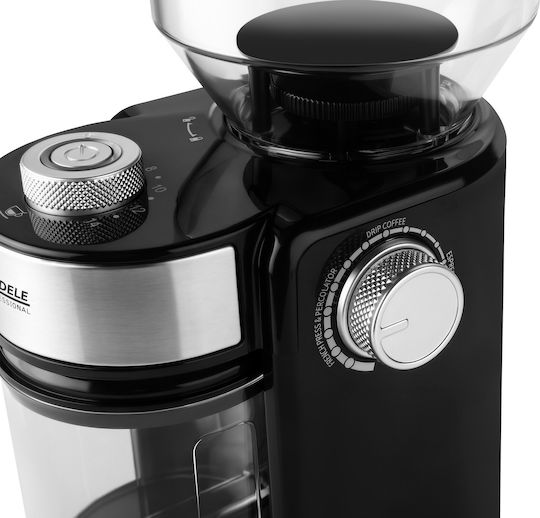Kraft & Dele Râșniță Electrică de Cafea 300W cu Capacitate de 240gr și 14 Nivele de Măcinare Neagră