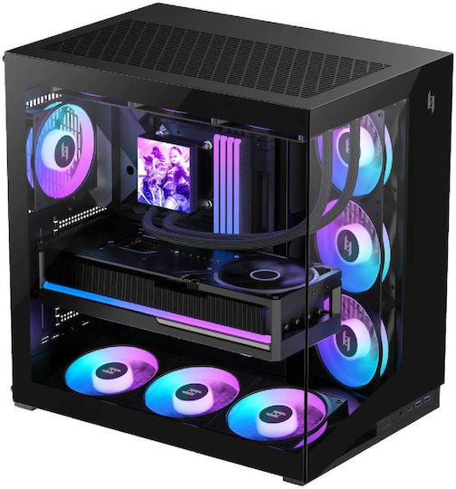 GameMax NEX C56 BK Gaming Midi Tower Computer Case with Side Window and ARGB Lighting Black