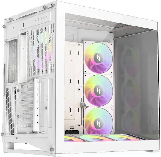 GameMax NEX C56 WH Gaming Midi Tower Computer Case with Side Window and ARGB Lighting White