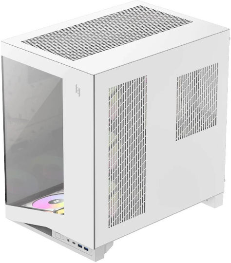 GameMax NEX C56 WH Gaming Midi Tower Computer Case with Side Window and ARGB Lighting White