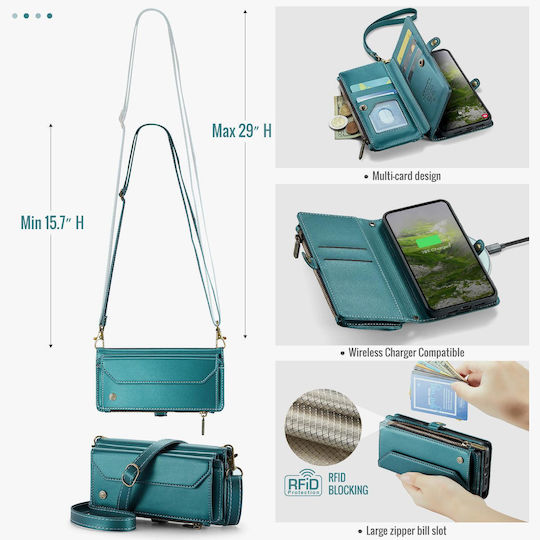Caseme C36 Google Pixel 10a Card Slots Zipper Wallet Leather Case Green