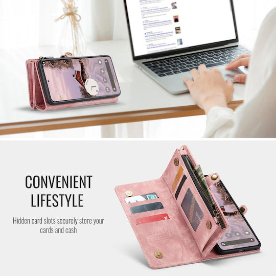 Caseme 008 Google Pixel 9a Wallet Case Detachable Silicone Case Pink