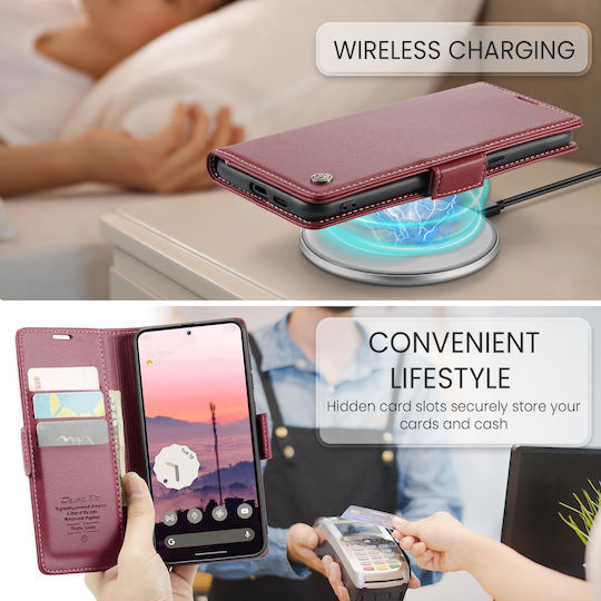 Caseme 023 Google Pixel 9a RFID Wallet Leather Case Red