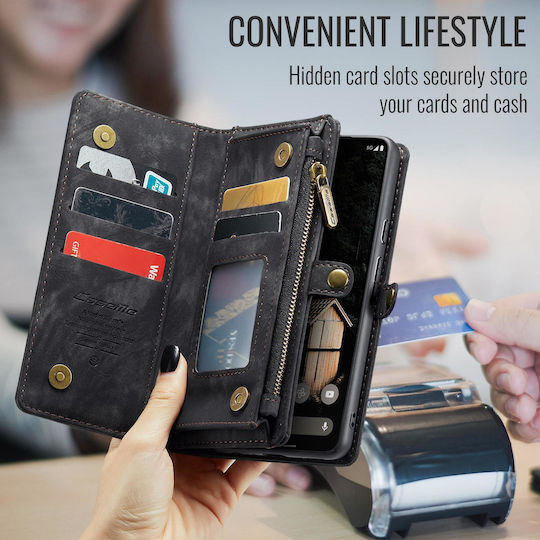 Caseme 008 Google Pixel 9a Wallet Case Detachable Silicone Case Black