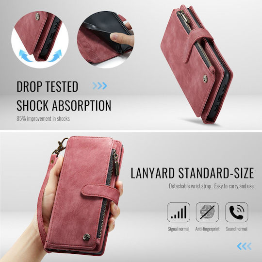 Caseme C30 Google Pixel 10a Card Slots Zipper Wallet Leather Case Red