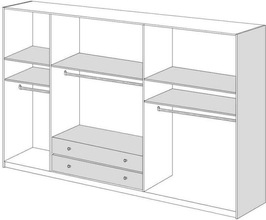 Πεντάφυλλη Ντουλάπα με Πατάρι 252x60x233cm Σκούρο Δρυς Πεντάφυλλη Ντουλάπα με Πατάρι 252x60x233cm Σκούρο Δρυς