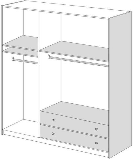 Τρίφυλλη Ντουλάπα με Πατάρι 152x60x233cm Καστανη