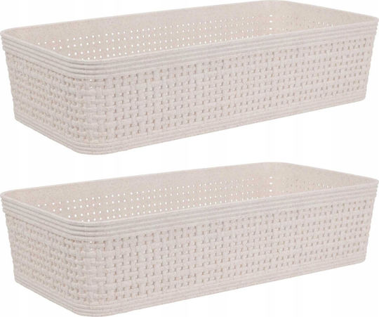 Plastic Blue Storage Basket 25x13.5x6cm 2 Pieces