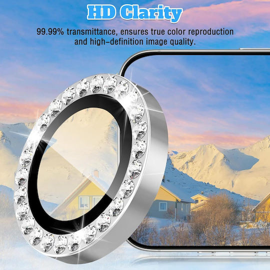 Orso Objektiv Kamera Gehärtetes Glas Silber Diamanten iPhone 18 Pro/18 Pro Max