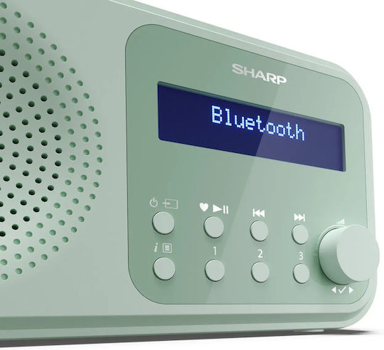 Sharp 1389268 Tragbares Radio Wiederaufladbar DAB+ mit Bluetooth und USB Grün