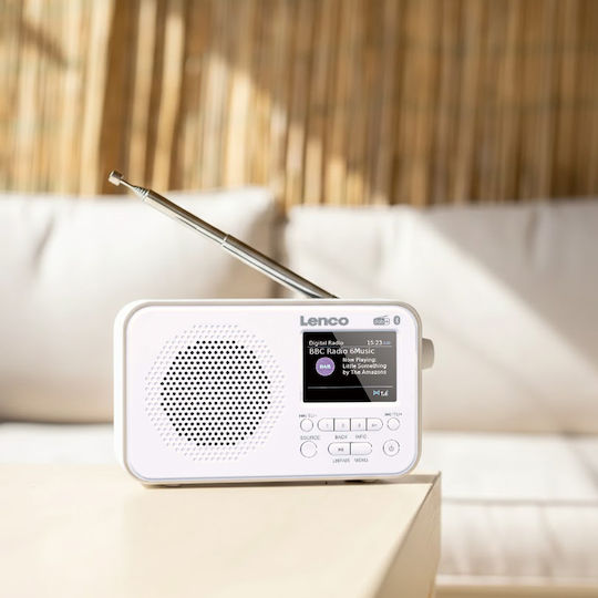 Lenco Radio Portabil DAB+ FM Bluetooth Ecran TFT 2.4" Model Compact Pdr-036 Alb Gri