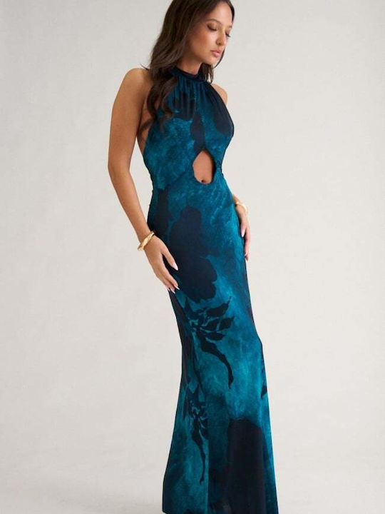 Rochie Maxi De Seara De Vară Jupon Spate Deschis Petrol