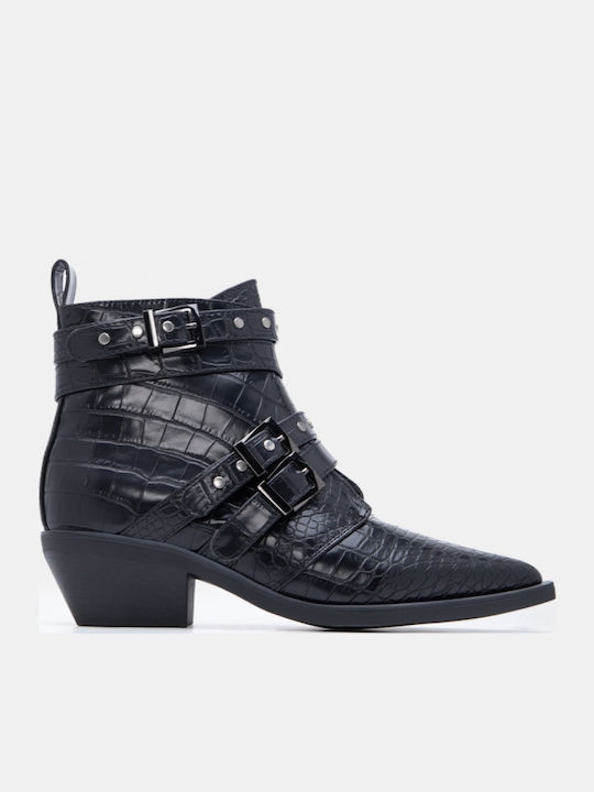 Women's Ankle Boots Cowboy with Medium Heel Black